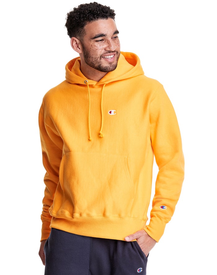 Sudadera Con Capucha Champion Hombre - Reverse Weave C Logo ( Amarillo ) 2698401-VG